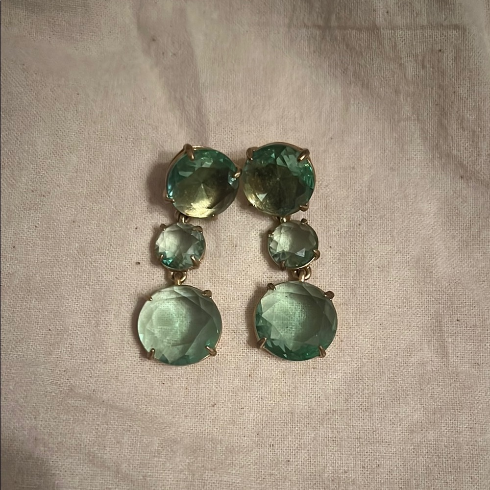 Green and Blue Gemstone Drop Earrings with Gold Setting